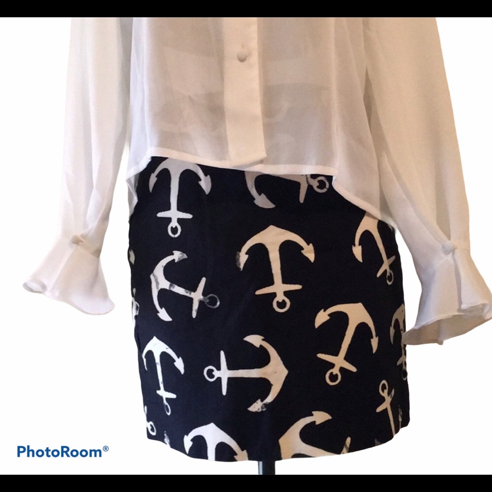 J. Crew Skirt Nautical Anchor casual vacation Navy Extra Small 00